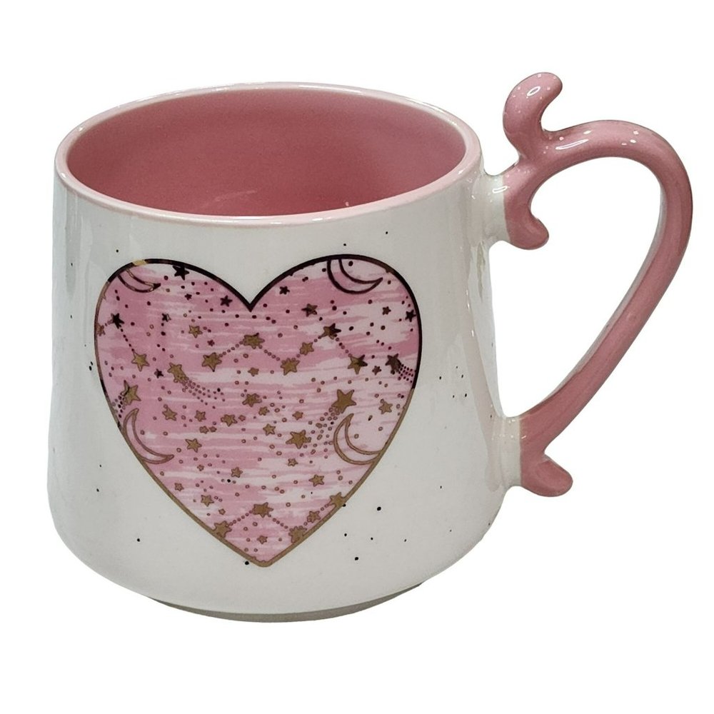 Sheffield Home Gold White And Pink‎ Heart Ceramic Coffee Mug 16 Oz